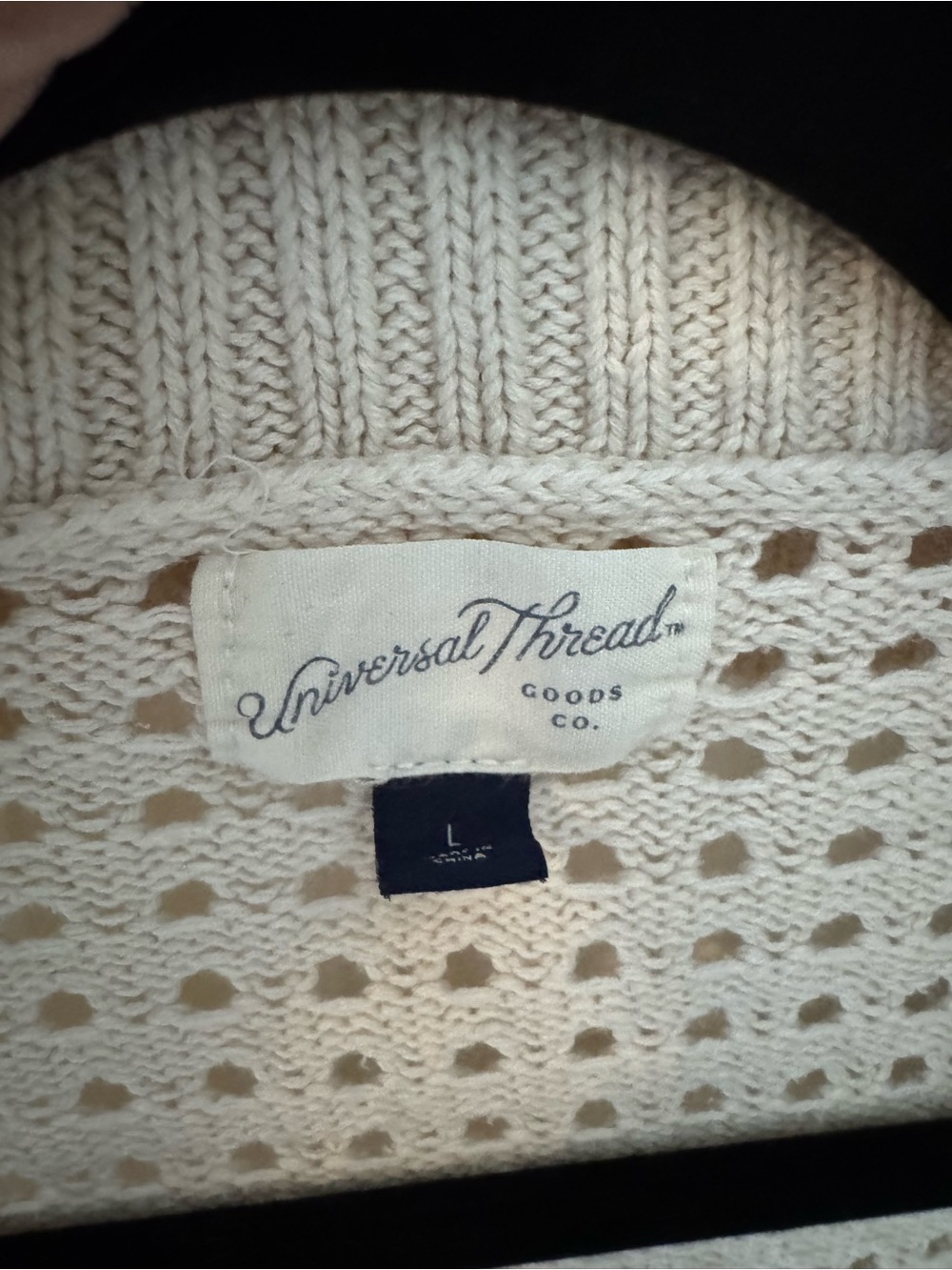 Universal Thread Cream Openwork Collared Cardigan - Picture 2 of 4